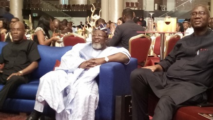 (L-r): Leo Stan-Ekeh, GMD of Zinox Group; Barrister Adebayo Shittu, minister of Communications; and Dr. Ernest Ndukwe, former EVC of NCC, at TD award night in Lagos on Friday.